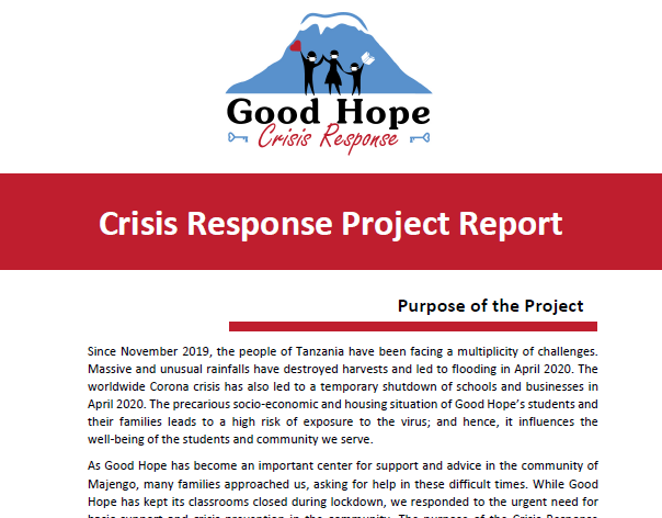 Good Hopes Bericht über unser Projekt zur Krisenbewältigung